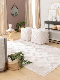 Tapis ethnique en coton, lavable Oslo, Blanc crème, beige