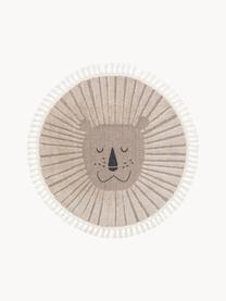 Runder Kinderteppich Momo mit Quasten und Hoch-Tief-Effekt, 100 % Polyester, Beigetöne, Ø 120 cm (Größe S)