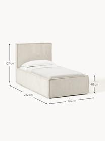 Cama tapizada de pana Dream, Tapizado: pana (92% poliéster, 8% p, Cuerpo: madera de pícea maciza, a, Blanco Off White, An 90 x L 200 cm