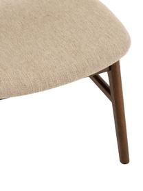 Loungefauteuil Ken van donkere hout, Bekleding: polyester, Frame: rubberhout, Bruin, beige, B 60 x H 65 cm