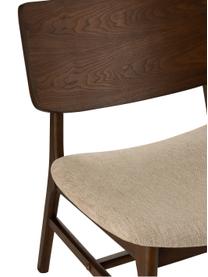 Loungesessel Ken aus dunklem Holz, Bezug: Polyester, Gestell: Gummibaumholz, Braun, beige, B 60 x T 65 cm