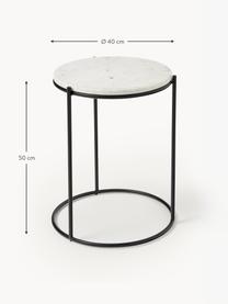Okrągły stolik pomocniczy z marmuru Ella, Blat: marmur, Stelaż: metal malowany proszkowo, Biały, marmurowy, czarny, Ø 40 x W 50 cm