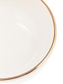 Handgemachte Snackschalen Allure mit goldfarbenem Rand, 4 Stück, Keramik, Weiß, Goldfarben, Ø 11 cm
