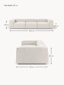 Modulares Sofa Lennon (4-Sitzer) aus Bouclé, Bezug: Bouclé (100 % Polyester) , Gestell: Massives Kiefernholz, Spe, Füße: Kunststoff Dieses Produkt, Bouclé Off White, B 327 x T 119 cm