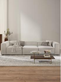 Modulares Sofa Lennon (4-Sitzer) aus Bouclé, Bezug: Bouclé (100 % Polyester) , Gestell: Massives Kiefernholz, Spe, Bouclé Off White, B 327 x T 119 cm