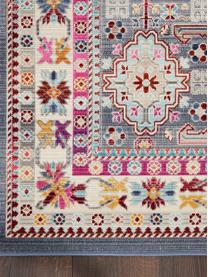 Tapis de couloir à poils ras Vintage Kashan, Gris, multicolore