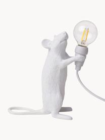 Kleine design LED tafellamp Mouse met USB poort, Lamp: kunsthars, Wit, B 13 x H 15 cm