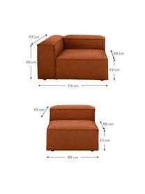 Modulaire bank Lennon (4-zits), Bekleding: polyester De slijtvaste b, Frame: massief grenenhout, FSC-g, Poten: kunststof, Geweven stof terracottakleurig, B 327 x D 119 cm