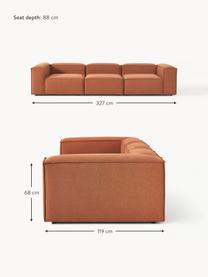 Modulares Sofa Lennon (4-Sitzer), Bezug: Polyester Der hochwertige, Gestell: Massives Kiefernholz, Spe, Webstoff Terrakotta, B 327 x T 119 cm