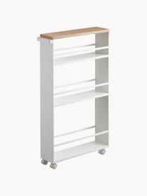 Carrello portaoggetti con manico Tower, Ripiani: legno, Bianco opaco, legno, Larg. 48 x Alt. 81 cm