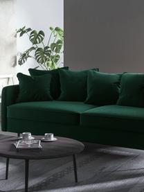 Sofá de terciopelo Esme (3 plazas), Tapizado: 100% terciopelo de poliés, Estructura: madera dura, madera bland, Patas: metal recubierto Alta res, Verde oscuro, patas negro, An 214 x F 96 cm