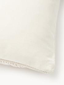 Funda de cojín de algodón con flecos Inga, 100% algodón con certificado GRS, Off White, An 45 x L 45 cm