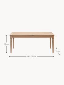 Rozkládací dřevěný jídelní stůl Eton, ručně vyrobený, 180 - 230 x 95 cm, Dubové dřevo, Š 180-230 cm, H 95 cm