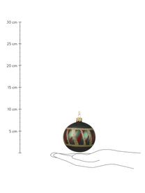 Boules de Noël Merry, 6 élém., Verre, Rouge, vert foncé, doré, Ø 8 cm