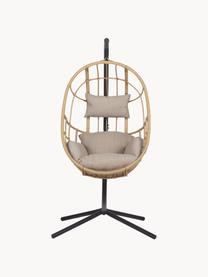 Fauteuil suspendu avec coussins Bahamas, Tissu beige clair, rotin, Ø 128 x haut. 190 cm