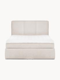 Letto boxspring Oberon, Materasso: nucleo a 5 zone di molle , Piedini: plastica Questo prodotto , Tessuto beige, Larg. 160 x Lung. 200 cm, grado di durezza H2