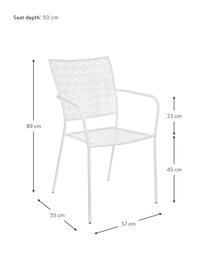 Garten-Armlehnstuhl Jodie aus Metall, Stahl, epoxy-pulverbeschichtet, Weiss, 57 x 89 cm