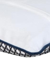 Housse de coussin avec passepoil contrasté Eva, Noir, blanc
 bordure passepoilée : bleu foncé