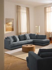 Sofa narożna XL Tribeca, Tapicerka: 100% poliester Dzięki tka, Stelaż: drewno bukowe, drewno sos, Nogi: drewno sosnowe Ten produk, Szaroniebieska tkanina, S 326 x G 192 cm, prawostronna