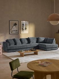 Sofa narożna XL Tribeca, Tapicerka: 100% poliester Dzięki tka, Stelaż: drewno bukowe, drewno sos, Nogi: drewno sosnowe Ten produk, Szaroniebieska tkanina, S 326 x G 192 cm, lewostronna