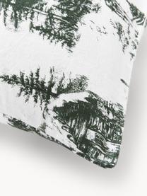 Funda de almohada de franela Nordic, Blanco, verde oscuro, Cama 180/200 cm (260 x 240 cm)