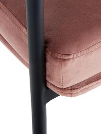 Krzesło z aksamitu z podłokietnikami Zoe, Tapicerka: aksamit (poliester) 50 00, Stelaż: metal malowany proszkowo, Tapicerka: brudny różowy Stelaż: czarny, matowy, S 56 x G 62 cm