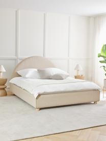 Gestoffeerd bed Ebba, Bekleding: 100% polypropyleen Met 23, Poten: massief grenenhout, Geweven stof beige, B 140 x L 200 cm