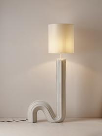 Design vloerlamp Luomo, Lampenkap: linnen, Lampvoet: kunsthars, gelakt, Wit, B 72 x H 153 cm