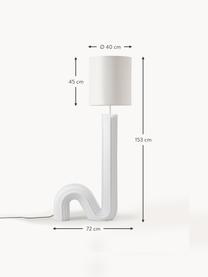 Design vloerlamp Luomo, Lampenkap: linnen, Lampvoet: kunsthars, gelakt, Wit, B 72 x H 153 cm