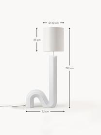 Design Stehlampe Luomo, Lampenschirm: Leinenstoff, Lampenfuß: Harz, lackiert, Off White, H 153 cm