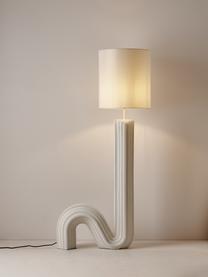 Design Stehlampe Luomo, Lampenschirm: Leinenstoff, Lampenfuß: Harz, lackiert, Off White, H 153 cm