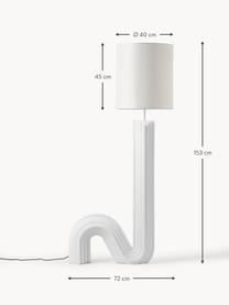 Lámpara de pie de diseño Luomo, Pantalla: lino, Cable: cubierto en tela, Blanco Off White, An 72 x Al 153 cm