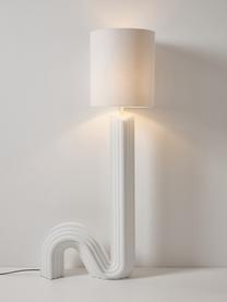 Design Stehlampe Luomo, Lampenschirm: Leinenstoff, Weiss, Off White, H 153 cm