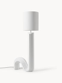 Design Stehlampe Luomo, Lampenschirm: Leinenstoff, Weiss, Off White, H 153 cm