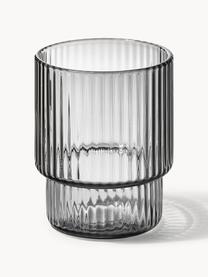 Verres à eau striés soufflés bouche Ripple, 4 élém., Verre, soufflé bouche, Gris, transparent et haute brillance, Ø 7 x haut. 9 cm, 200 ml