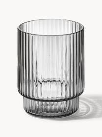 Verres à eau striés soufflés bouche Ripple, 4 élém., Verre, soufflé bouche, Gris, transparent et haute brillance, Ø 7 x haut. 9 cm, 200 ml