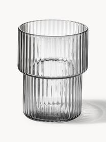 Verres à eau striés soufflés bouche Ripple, 4 élém., Verre, soufflé bouche, Gris, transparent et haute brillance, Ø 7 x haut. 9 cm, 200 ml