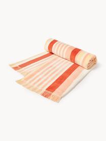 Fouta rayé avec franges Miri, Pêche, terracotta, jaune, larg. 90 x long. 170 cm