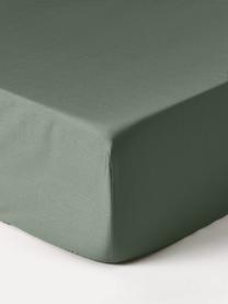 Drap-housse en satin de coton Premium, Vert foncé, larg. 90 x long. 200 cm, haut. 25 cm