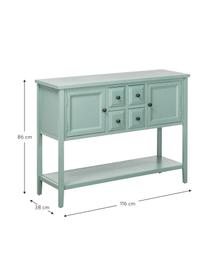 Credenza country Amy, Verde menta, Larg. 116 x Alt. 86 cm