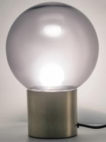 Petite lampe boule en verre rétro Lark, Abat-jour : gris, transparent Pied de lampe : couleur laitonnée, mat