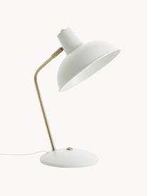 Lampe de bureau rétro Hood, Blanc, doré, larg. 20 x haut. 38 cm