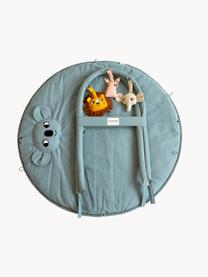 Handgefertigte Spieldecke Koala mit Activity-Bogen, Bezug: 100 % Baumwolle, Graublau, Bunt, Ø 90 x H 50 cm