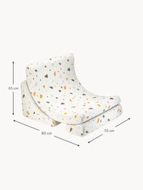 Handgefertigter Bouclé-Kindersessel Moon, Bouclé Weiß, Terrazzo-Optik, B 55 x T 80 cm