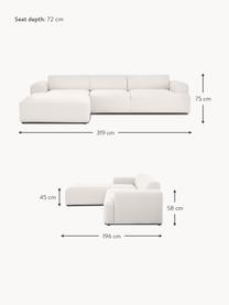 Canapé d'angle 4 places Melva, Tissu blanc cassé, larg. 319 x prof. 196 cm, méridienne à droite