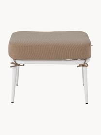 Tabouret de salon Cia, Tissu taupe, blanc, larg. 50 x prof. 40 cm