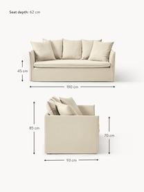 Sofa Mila (2-Sitzer), Bezug: 100% Polyester Der hochwe, Gestell: Kieferholz, Faserplatte, , Webstoff Dunkelbeige, B 190 x T 93 cm