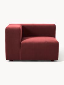 Módulo esquinero de terciopelo Lena, Tapizado: terciopelo (100% poliéste, Estructura: madera de pino, contracha, Patas: plástico., Terciopelo rojo vino, An 105 x F 106 cm, chaise longue izquierda