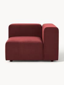 Modulo angolare in velluto Lena, Rivestimento: velluto (100% poliestere), Struttura: legno di pino, legno lami, Piedini: plastica, Velluto rosso vino, Larg. 105 x Prof. 106 cm, chaise longue a sinistra