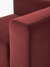 Módulo esquinero de terciopelo Lena, Tapizado: terciopelo (100% poliéste, Estructura: madera de pino, contracha, Patas: plástico., Terciopelo rojo vino, An 105 x F 106 cm, chaise longue izquierda